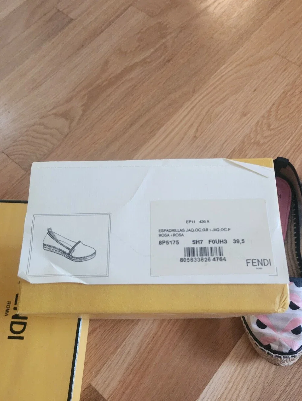 Fendi Pink Black Geometric Espadrille Flats